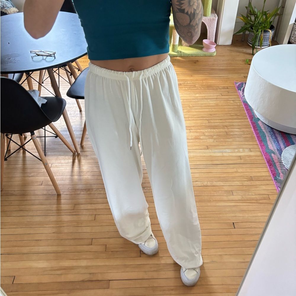 SHEIN White Drawstring Wide-Leg Lounge Pants - Picture 2 of 3